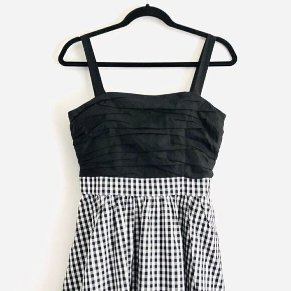 1901 Midi Dress 0 NWT Gingham Check Back Bow Black and White Spring Party Picnic - Picture 10 of 13